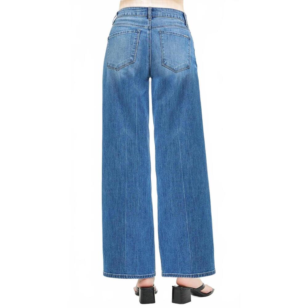 NEW RISEN high rise slouchy wide baggy full length jeans in medium wash - Picture 3 of 5